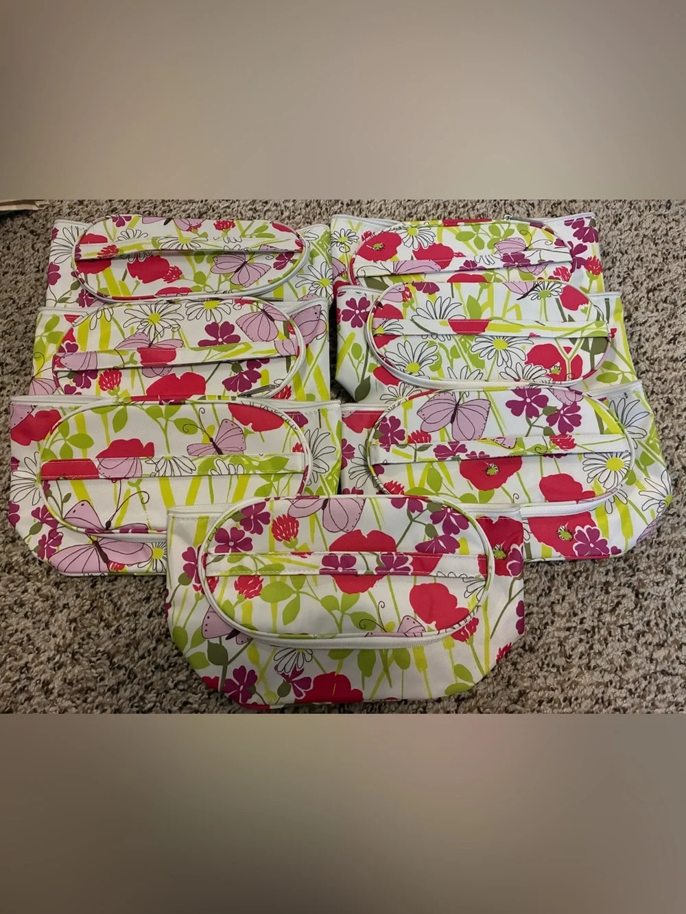 NEW 7 Clinique Flowers Butterflies Cosmetic Train Case LIMITED EDITION